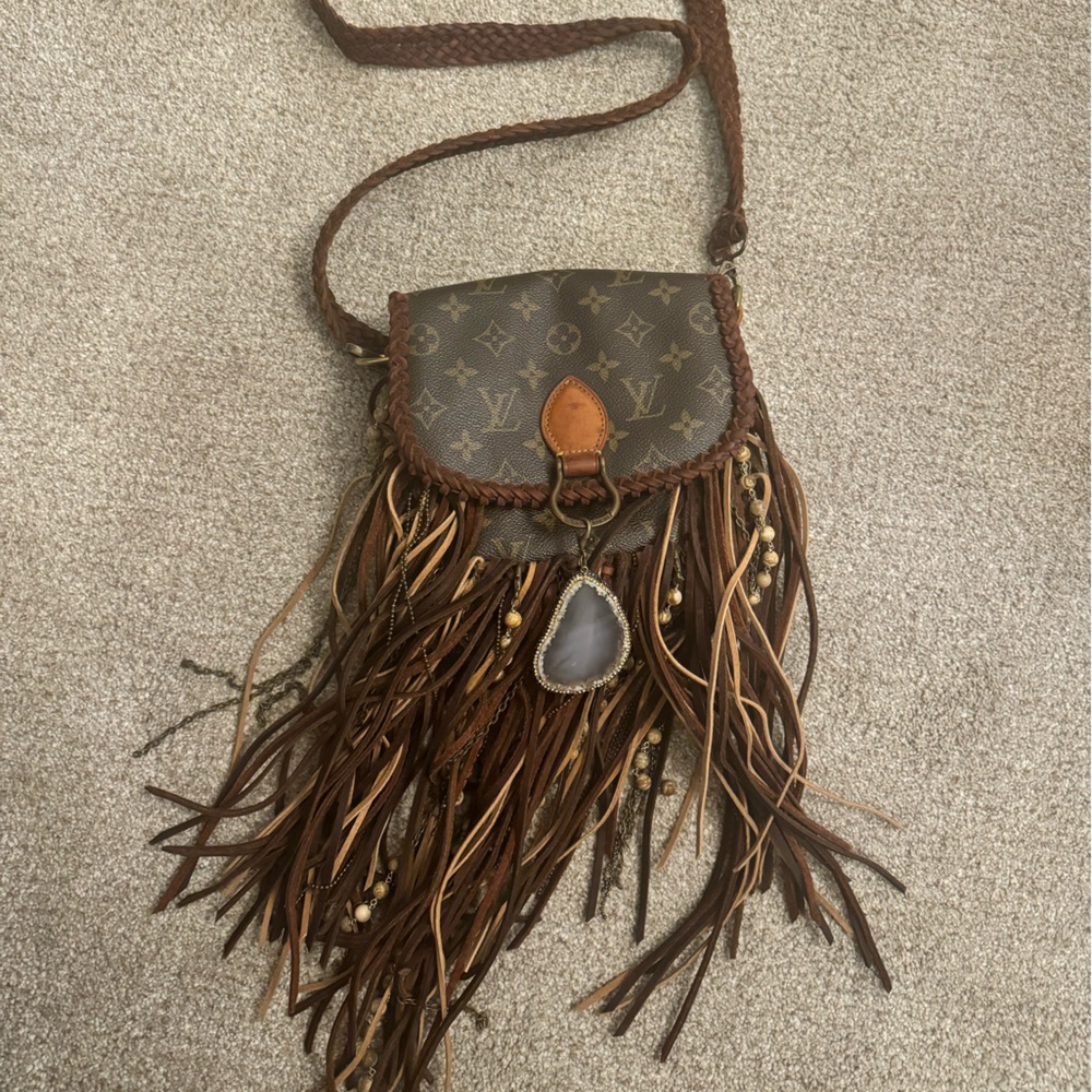 Vintage Louis Vuitton re-made Brown Fringe Country Style Crossbody Bag